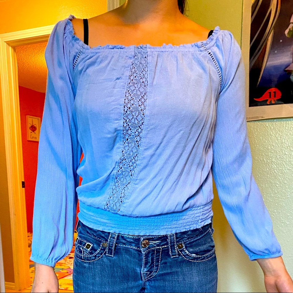 Aeropostale Womens Blue Blouse Off the Shoulder